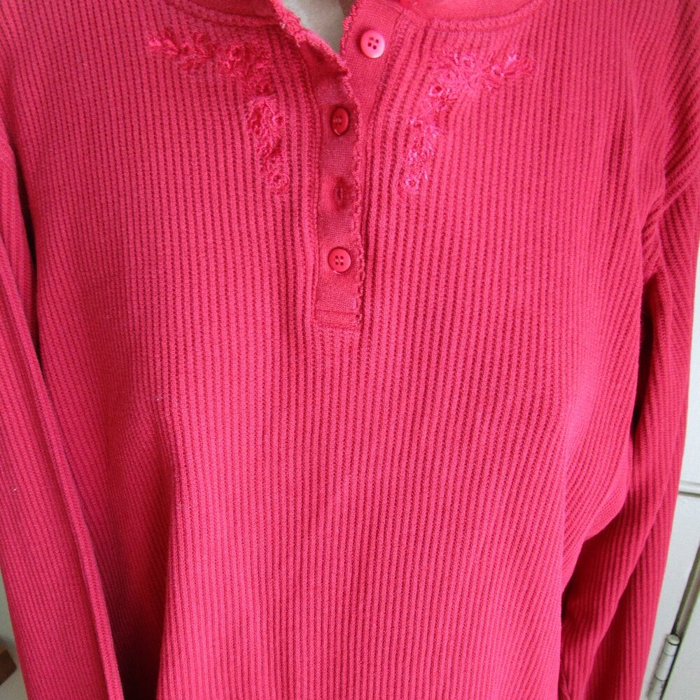 LL Bean Waffle Thermal 3 Button Long-Sleeved Shirt